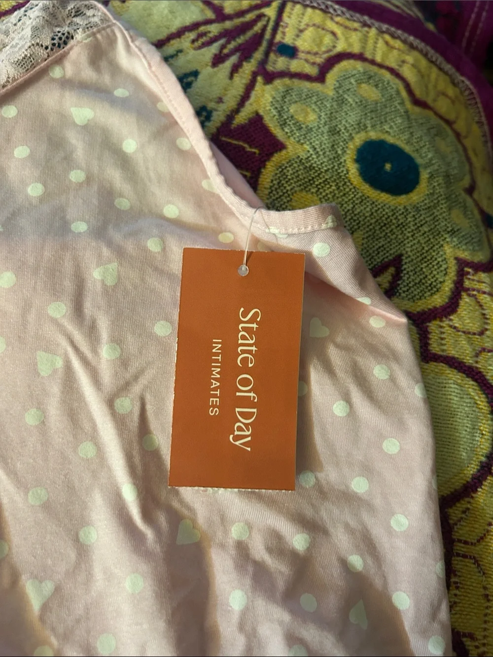 NWT pink hearts and polka dot sleep top camisole